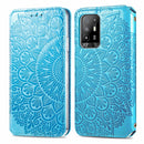 For OPPO A94 5G / Reno5 Z Blooming Mandala Embossed Pattern Magnetic Horizontal Flip Leather Case with Holder & Card Slots & Wallet(Blue)