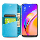 For OPPO A94 5G / Reno5 Z Blooming Mandala Embossed Pattern Magnetic Horizontal Flip Leather Case with Holder & Card Slots & Wallet(Blue)