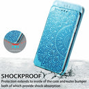 For OPPO A94 5G / Reno5 Z Blooming Mandala Embossed Pattern Magnetic Horizontal Flip Leather Case with Holder & Card Slots & Wallet(Blue)