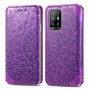 For OPPO A94 5G / Reno5 Z Blooming Mandala Embossed Pattern Magnetic Horizontal Flip Leather Case with Holder & Card Slots & Wallet(Purple)