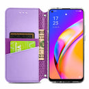 For OPPO A94 5G / Reno5 Z Blooming Mandala Embossed Pattern Magnetic Horizontal Flip Leather Case with Holder & Card Slots & Wallet(Purple)
