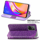 For OPPO A94 5G / Reno5 Z Blooming Mandala Embossed Pattern Magnetic Horizontal Flip Leather Case with Holder & Card Slots & Wallet(Purple)