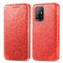 For OPPO A94 5G / Reno5 Z Blooming Mandala Embossed Pattern Magnetic Horizontal Flip Leather Case with Holder & Card Slots & Wallet(Red)