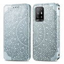 For OPPO A94 5G / Reno5 Z Blooming Mandala Embossed Pattern Magnetic Horizontal Flip Leather Case with Holder & Card Slots & Wallet(Grey)