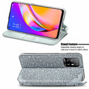 For OPPO A94 5G / Reno5 Z Blooming Mandala Embossed Pattern Magnetic Horizontal Flip Leather Case with Holder & Card Slots & Wallet(Grey)