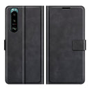 For Sony Xperia 5 III Retro Calf Pattern Buckle Horizontal Flip Leather Case with Holder & Card Slots & Wallet(Black)