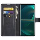 For Sony Xperia 5 III Retro Calf Pattern Buckle Horizontal Flip Leather Case with Holder & Card Slots & Wallet(Black)