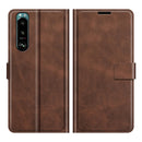 For Sony Xperia 5 III Retro Calf Pattern Buckle Horizontal Flip Leather Case with Holder & Card Slots & Wallet(Dark Brown)