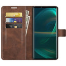 For Sony Xperia 5 III Retro Calf Pattern Buckle Horizontal Flip Leather Case with Holder & Card Slots & Wallet(Dark Brown)