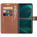 For Sony Xperia 5 III Retro Calf Pattern Buckle Horizontal Flip Leather Case with Holder & Card Slots & Wallet(Light Brown)