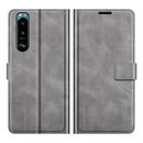 For Sony Xperia 5 III Retro Calf Pattern Buckle Horizontal Flip Leather Case with Holder & Card Slots & Wallet(Grey)