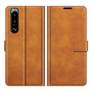 For Sony Xperia 5 III Retro Calf Pattern Buckle Horizontal Flip Leather Case with Holder & Card Slots & Wallet(Yellow)