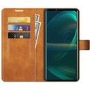 For Sony Xperia 5 III Retro Calf Pattern Buckle Horizontal Flip Leather Case with Holder & Card Slots & Wallet(Yellow)