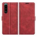 For Sony Xperia 5 III Retro Calf Pattern Buckle Horizontal Flip Leather Case with Holder & Card Slots & Wallet(Red)