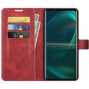 For Sony Xperia 5 III Retro Calf Pattern Buckle Horizontal Flip Leather Case with Holder & Card Slots & Wallet(Red)