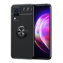 For vivo V21 Metal Ring Holder 360 Degree Rotating TPU Case(Black+Black)
