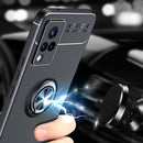 For vivo V21 Metal Ring Holder 360 Degree Rotating TPU Case(Black+Black)