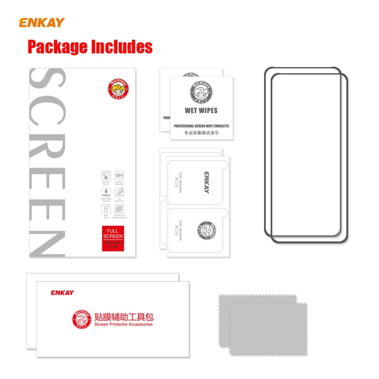 For Nokia X10 / X20 2 PCS ENKAY Hat-Prince Anti-drop Full Glue Tempered Glass Full Screen Film Anti-fall Protector