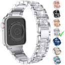 Three Stainless Steel Straps with Rhinestones For Series 7 41mm / 6 & SE & 5 & 4 40mm / 3 & 2 & 1 38mm(Black)
