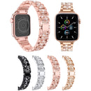 Three Stainless Steel Straps with Rhinestones For Series 7 45mm / 6 & SE & 5 & 4 44mm / 3 & 2 & 1 42mm(Black)