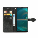 For Sony Xperia 5 III Mandala Flower Embossed Horizontal Flip Leather Case with Bracket / Card Slot / Wallet / Lanyard(Black)
