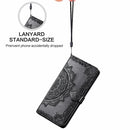 For Sony Xperia 5 III Mandala Flower Embossed Horizontal Flip Leather Case with Bracket / Card Slot / Wallet / Lanyard(Black)