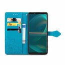 For Sony Xperia 5 III Mandala Flower Embossed Horizontal Flip Leather Case with Bracket / Card Slot / Wallet / Lanyard(Blue)