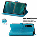 For Sony Xperia 5 III Mandala Flower Embossed Horizontal Flip Leather Case with Bracket / Card Slot / Wallet / Lanyard(Blue)