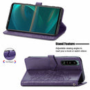 For Sony Xperia 5 III Mandala Flower Embossed Horizontal Flip Leather Case with Bracket / Card Slot / Wallet / Lanyard(Purple)