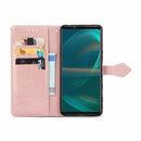 For Sony Xperia 5 III Mandala Flower Embossed Horizontal Flip Leather Case with Bracket / Card Slot / Wallet / Lanyard(Rose Gold)