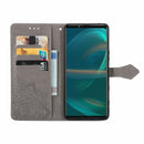 For Sony Xperia 5 III Mandala Flower Embossed Horizontal Flip Leather Case with Bracket / Card Slot / Wallet / Lanyard(Gray)