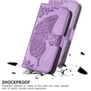 For Samsung Galaxy A22 5G Butterfly Love Flowers Embossed Horizontal Flip Leather Case with Holder & Card Slots & Wallet & Lanyard(Light Purple)
