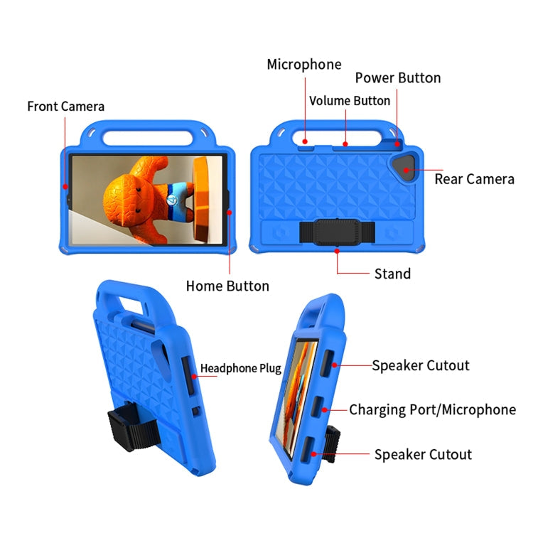 For Lenovo Tab M8 8.0 TB-8505F Diamond Series EVA Anti-Fall Shockproof Sleeve Protective Shell Case with Holder & Strap(Black)