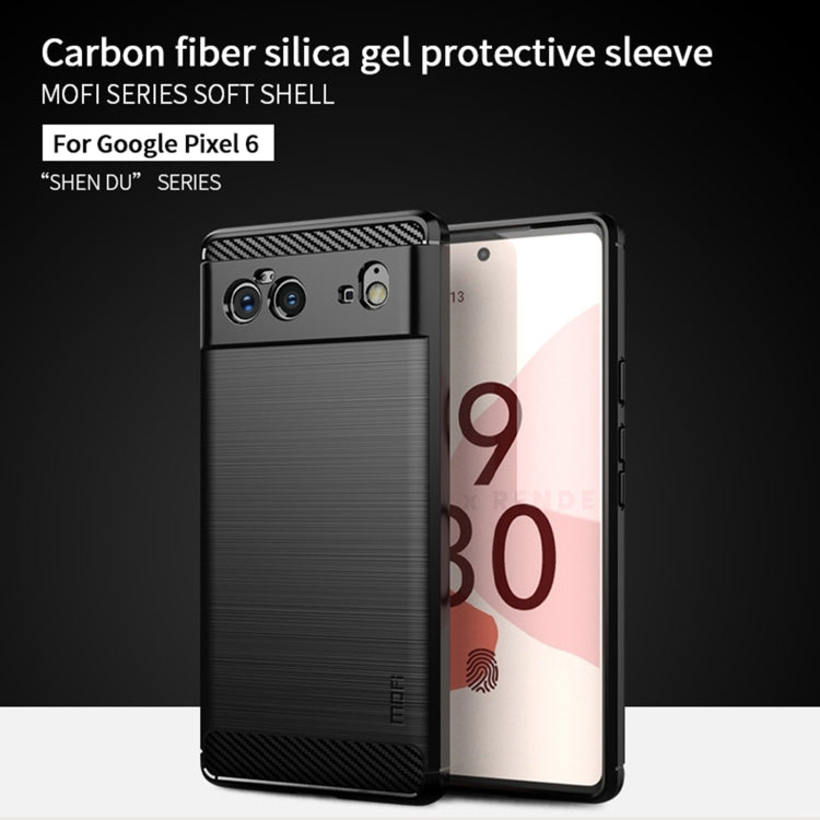For Google Pixel 6 MOFI Gentleness Series Brushed Texture Carbon Fiber Soft TPU Case(Black)