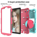 For Samsung Galaxy Tab A7 Lite T220 / T225 Two-Color Robot Shockproof Silicone + PC Protective Case with Holder(Teal+Hot Pink)