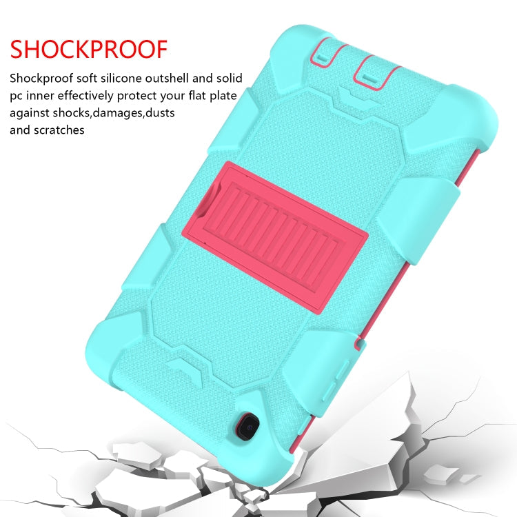 For Samsung Galaxy Tab A7 Lite T220 / T225 Two-Color Robot Shockproof Silicone + PC Protective Case with Holder(Teal+Hot Pink)