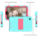 For Samsung Galaxy Tab A7 Lite T220 / T225 Two-Color Robot Shockproof Silicone + PC Protective Case with Holder(Teal+Hot Pink)