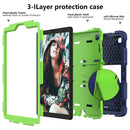 For Samsung Galaxy Tab A7 Lite T220 / T225 Two-Color Robot Shockproof Silicone + PC Protective Case with Holder(Navy Blue+Green)