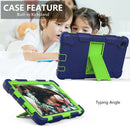 For Samsung Galaxy Tab A7 Lite T220 / T225 Two-Color Robot Shockproof Silicone + PC Protective Case with Holder(Navy Blue+Green)
