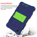 For Samsung Galaxy Tab A7 Lite T220 / T225 Two-Color Robot Shockproof Silicone + PC Protective Case with Holder(Navy Blue+Green)
