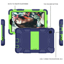 For Samsung Galaxy Tab A7 Lite T220 / T225 Two-Color Robot Shockproof Silicone + PC Protective Case with Holder(Navy Blue+Green)