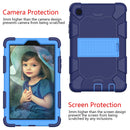 For Samsung Galaxy Tab A7 Lite T220 / T225 Two-Color Robot Shockproof Silicone + PC Protective Case with Holder(Navy Blue+Blue)