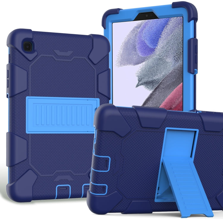 For Samsung Galaxy Tab A7 Lite T220 / T225 Two-Color Robot Shockproof Silicone + PC Protective Case with Holder(Navy Blue+Blue)
