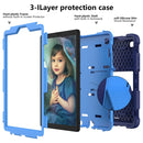 For Samsung Galaxy Tab A7 Lite T220 / T225 Two-Color Robot Shockproof Silicone + PC Protective Case with Holder(Navy Blue+Blue)