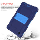 For Samsung Galaxy Tab A7 Lite T220 / T225 Two-Color Robot Shockproof Silicone + PC Protective Case with Holder(Navy Blue+Blue)
