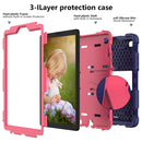For Samsung Galaxy Tab A7 Lite T220 / T225 Two-Color Robot Shockproof Silicone + PC Protective Case with Holder(Navy Blue+Hot Pink)