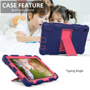 For Samsung Galaxy Tab A7 Lite T220 / T225 Two-Color Robot Shockproof Silicone + PC Protective Case with Holder(Navy Blue+Hot Pink)