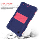 For Samsung Galaxy Tab A7 Lite T220 / T225 Two-Color Robot Shockproof Silicone + PC Protective Case with Holder(Navy Blue+Hot Pink)