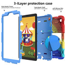 For Samsung Galaxy Tab A7 Lite T220 / T225 Two-Color Robot Shockproof Silicone + PC Protective Case with Holder(Rainbow+Blue)