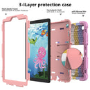For Samsung Galaxy Tab A7 Lite T220 / T225 Two-Color Robot Shockproof Silicone + PC Protective Case with Holder(Rainbow+Rose Gold)